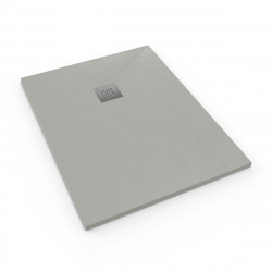  Alek Receveur de douche rectangulaire 100x90 cm avec siphon, en marbre coulé, Gris (SATALEK10090S-S)