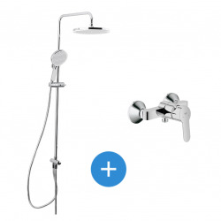 Swiss Aqua Technologies /Grohe Set de douche avec mitigeur + Douchette 3 jets barre avec curseur + Douche de tête XXL 254 mm Chrome