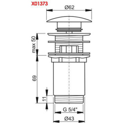  10° Bonde Clic-clac raccord 5/4", pour lavabo, Chrome (X01373)