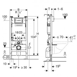 Pack WC Bâti-autoportant Duofix pour WC suspendu, réservoir à encastrer Delta 12cm + Plaque de déclenchement DELTA50, Chrome