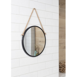  Miroir mural rond avec cadre en métal 40x40 cm, Noir (ZLAN40C)