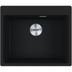 Franke Maris MRG 610-54 Evier à encastrer 59x50cm, avec bonde et siphon gain de place, en Fragranit+, Noir mat + Cache bonde