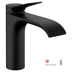 Hansgrohe Vivenis Mitigeur de lavabo 110 sans tirette ni vidage, bec cascade, noir mat (75022670)