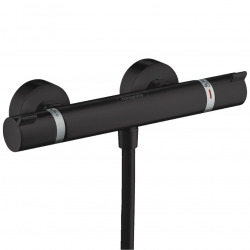  Set de douche Mitigeur Ecostat Comfort + douchette à main 2 jets + Barre Unica 65 cm, Noir mat (13116670-Vernis)