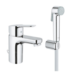 Grohe BauEdge mitigeur de lavabo taille S + douchette de bidet, Chrome (23757000)