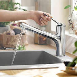  Zesis M33 Mitigeur de cuisine 150 avec douchette extractible 2 jets, Chrome (74800000)