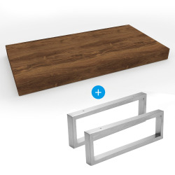 Egger Set Naturel plan vasque 80x8x50 cm + 2 fixations porte serviette 45 cm, imitation chêne charleston brun foncé