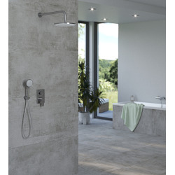 E.C.A Set de douche tout en 1 avec Douche de tête XXL 255mm + Douchette à main 3 jets, Chrome (102167213EX-SET1)