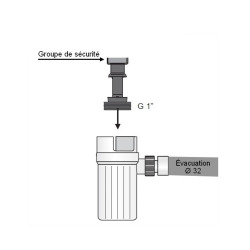  Siphon de groupe de sécurité avec déflecteur 26x34, 32 mm, blanc (887718)