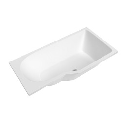  160x80 cm Beata Plus baignoire bain douche asymétrique en acrylique positionnement droite, sans pieds, blanc (BE1600PPLUS)