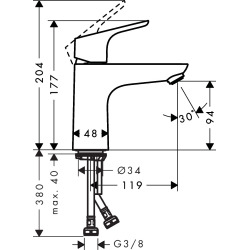  Focus 100 Mitigeur de lavabo sans tirette ni vidage bas débit, chromé (31513000)
