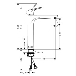  Hansgrohe Focus Mitigeur de lavabo 230 sans tirette ni vidage (31532000)