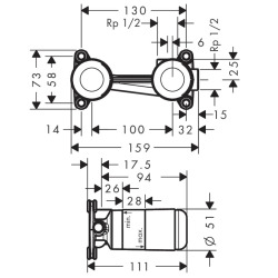 Hansgrohe Corps d'encastrement pour mitigeur à encastrer (13622180)