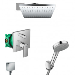 Hansgrohe Vernis Shape Set de douche encastré tout en 1 avec douche de tête 23cm + Douchette 2 jets, Chrome (VernisShape-1-SP)