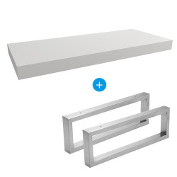 Egger Set Naturel plan vasque 120x8x50 cm + 2 fixations porte serviette 45 cm, blanc mat (DO12050BM-FIX3)