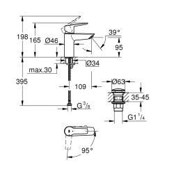  START Mitigeur lavabo taille S, noir mat (G-235512432)