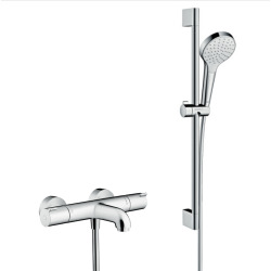 Hansgrohe Set de douche Croma Select S 110 1jet / Unica'Crometta 0,65m + Mitigeur thermostatique Bain douche, Chrome (13201000-Crometta3)