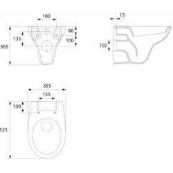  Pack WC Bati-support Geberit Duofix + WC Cersanit Moduo cuvette suspendue sans bride + abattant SoftClose + Plaque blanche (Modu