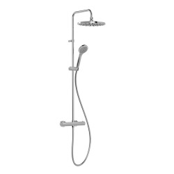 Tres Colonne de douche thermostatique XXL 250 + Douchette avec support coulissant et orientable 1 jet, Chrome (21639301)