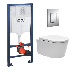 Grohe Pack WC Rapid SL + cuvette sans bride SAT, fixations cachées + plaque Skate chrome (RapidSL-SATrimless)
