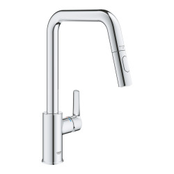 Grohe START DN15 Mitigeur monocommande d'évier  avec douchette extractible ,Bec mobile, 2 Jets, Chrome (30631000)