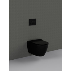 Pack WC Bâti-support Duofix + WC sans bride Taormina noir mat + Abattant frein de chute + Plaque noire (BlackTaorminaGeb-7)