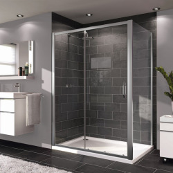 HÜPPE  Next - Porte de douche 140 cm en verre transparent avec porte coulissante + Profilés chromés mat (140404.069.322)