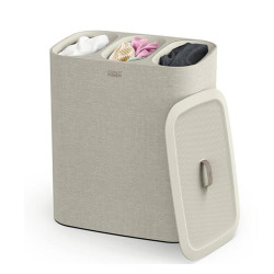 Joseph Joseph Panier à linge TOTA TRIO, en tissu, avec 3 compartiments de 30 litres, facile à vider et à entretenir. Ecru (50021)