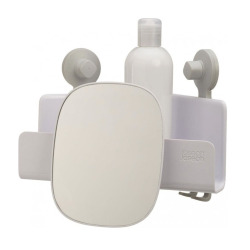 Joseph Joseph EasyStore™ Étagère de douche d'angle avec miroir amovible et incassable, blanc (70549)