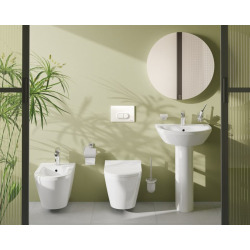 Vitra  Set Integra WC sans bride + Abattant avec frein de chute en Duroplast + bidet suspendu et trop-plein, 35,5x54 cm, blanc