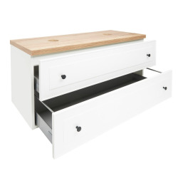  Meuble vasque de salle de bain blanc et bois clair Naturel Forli 120x53x46 cm blanc (FORLI120BID)