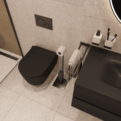 Pack WC Bâti-support Rapid SL + WC Infinitio sans bride noir mat + Abattant softclose + Plaque noire (RSL-BlackInfinitio-KF0)