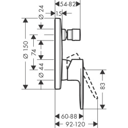  Vernis Blend Set de finition pour mitigeur bain/ douche encastré, Noir mat (71466670)