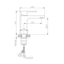  Mood mitigeur lavabo avec levier sans tirette, G3/8, chrome (SATBSMOOD271)