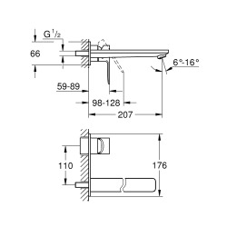  Lineare Façade de Mitigeur Monocommande 2 trous lavabo Taille L (23444001)