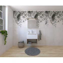 Naturel Ensemble de salle de bain avec lavabo comprenant robinet de lavabo, bec et siphon Naturel Stilla blanc brillant (KSETSTILLA007)
