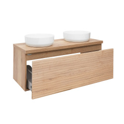 Naturel Meuble sous lavabo strié pour salle de bain Naturel Savona 118x43x44,8 cm chêne halifax mat (SAVONA120DHD)