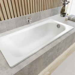  Saniform Plus 180x80 cm Baignoire rectangulaire en acier émaillé, sans pieds, blanc alpin (112800010001)