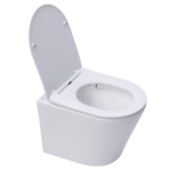 Pack WC Bâti-support + Cuvette Infinitio sans bride fixations invisibles + Abattant softclose + Plaque, Blanc (SLIM-Infinitio-2)