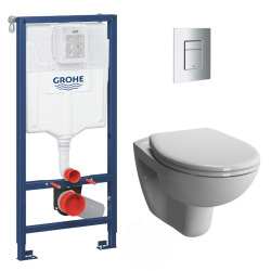 Grohe Pack WC Bâti-support Rapid SL + WC Vitra Normus + Abattant softclose + Plaque Chrome