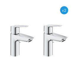 Grohe Lot de 2 mitigeurs monocommande de lavabo, Avec vidage, Taille S, Chrome (31137002-DUO)