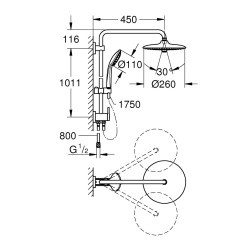  Vitalio Joy System 260 Colonne de douche avec inverseur, chrome (27357002)