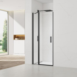 Swiss Aqua Technologies Fusion Porte de douche 90x196cm pivotante anticalcaire avec profilé noir mat (SATFUDP90NIKAC)