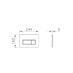  Root Square Plaque de déclenchement double touche, Noir mat (740-2311)