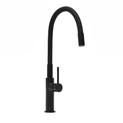 Swiss Aqua Technologies Mitigeur pour évier de cuisine, bec flexible en silicone, aérateur Neoperl®, cartouche en céramique, noir mat (SATBSD290CM)