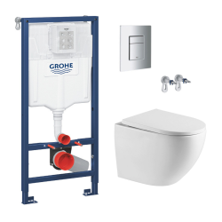 Grohe Pack WC Rapid SL + WC SAT sans bride Tornado Quiet Fusion + Abattant softclose + Plaque Chrome
