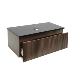  Meuble de salle de bain avec comptoir en pierre artificielle SAT Evolution 98x30x44,8 cm noyer mat (SATEVO100NATK)