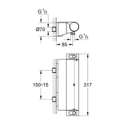  Grohtherm 2000 Mitigeur thermostatique douche 1/2" (34469001)