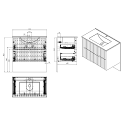  Meuble de salle de bain avec lavabo SAT Delano 80x56x46 cm chêne mat (DELANO80ZDSAT)