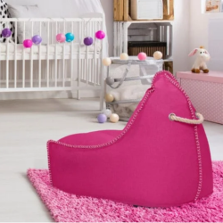 Soo Santaï MiniBuddy's Rest fauteuil poire + repose pieds 75x60x65 cm interieur dehoussable, surpiqures, Rose, sans polystyrène